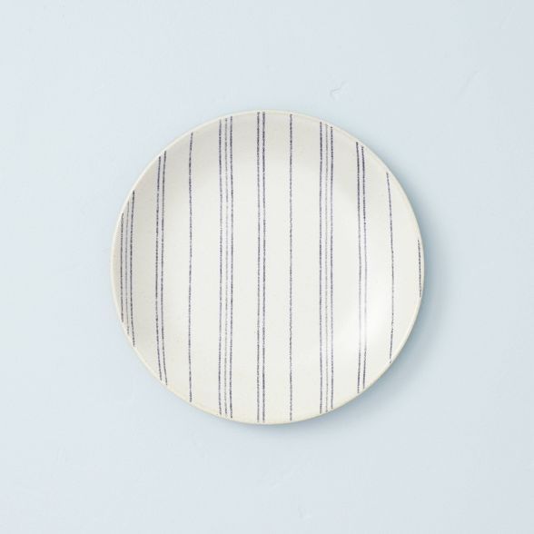 Distressed Stripe Stoneware Appetizer Plate Blue/Sour Cream - Hearth & Hand™ with Magnolia | Target