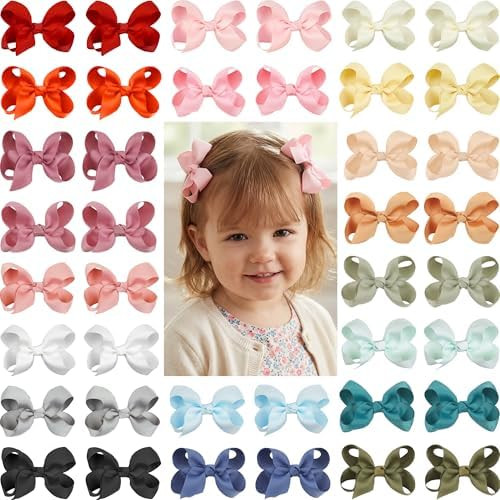 CÉLLOT 40 Pieces 3 Inch Hair Bows for Girls Clips Grosgrain Ribbon Boutique Hair Bow Alligator C... | Amazon (US)