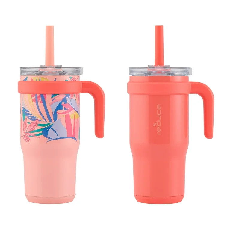Reduce Coldee Kids Tumbler with Handle & Spill-Proof Straw 2 pack, Insulated Stainless Steel - 18... | Walmart (US)