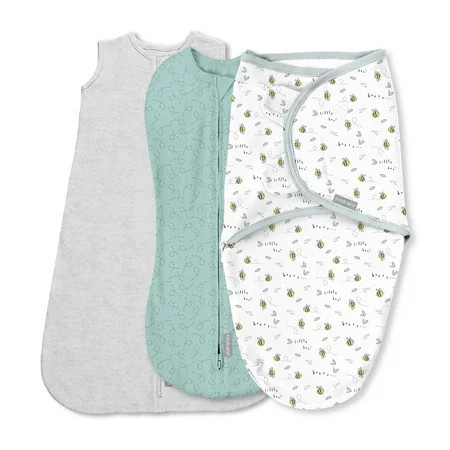 SwaddleMe by Ingenuity Comfort Pack Baby Swaddle Set, Size 0-3 Months, Pod, Original Swaddle, Night Sack, 3pk - Little Bees | Walmart (US)
