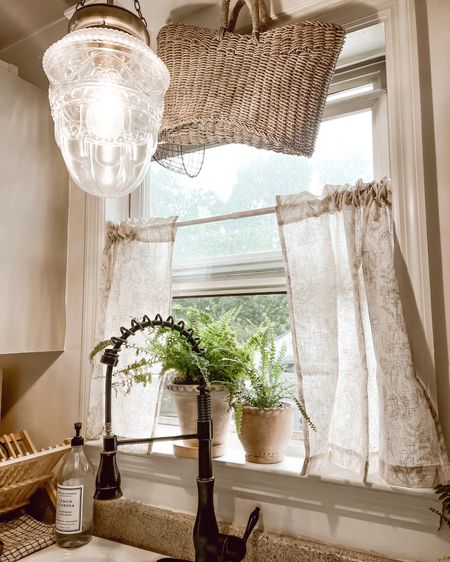 Use a tension rod & cafe curtains to bring an extra touch of cozy cottage to the window above your kitchen sink. I love using the tension rod that way I’m not adding any extra holes & I can easily take it down if I need to. I was able to do this quick change in about 5 minutes— super easy & a quick DIY for under $30! 🫶🏼🙌🏼

#LTKhome #LTKFind #LTKunder50