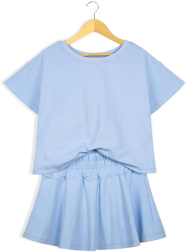 miduo Womens Casual Summer 2 Piece Sets Casual Mini Skirt Sets Cropped Top and Short Sets Lounge ... | Amazon (US)