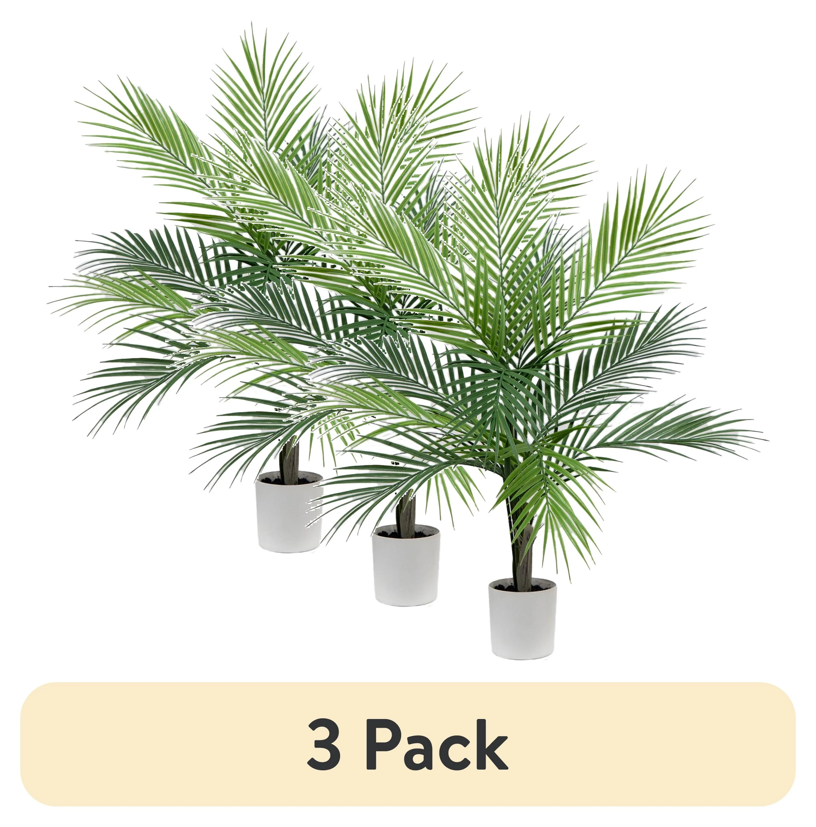 (3 pack) Mainstays 30"H Artificial Indoor Palm Tree in Plastic Vanilla Planter | Walmart (US)