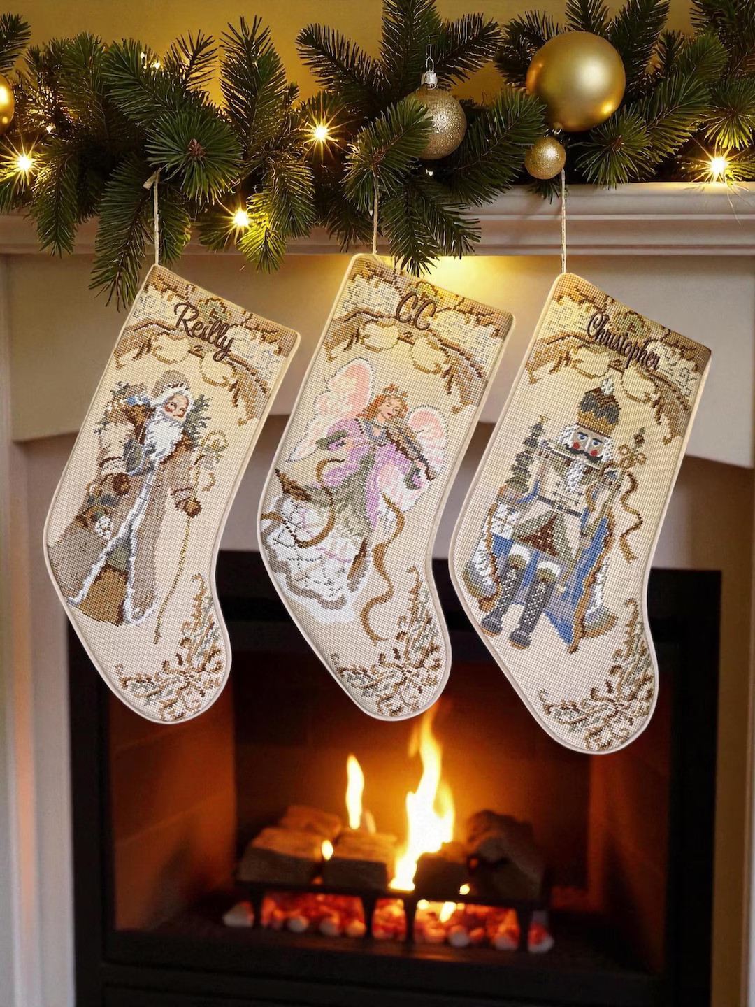 Personalized Christmas Stocking Embroidered Elegant Stocking, Old World Elegance for Family Holid... | Etsy (US)