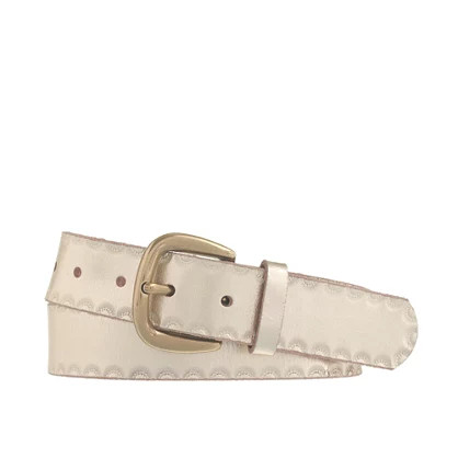 Metallic half-moon embossed leather belt | J.Crew US