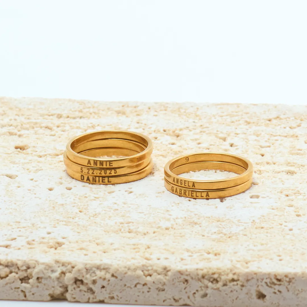 Stacking Engraved Name Ring • Custom Name Stacking Ring • Personalized Stacking Ring• Famil... | Etsy (US)