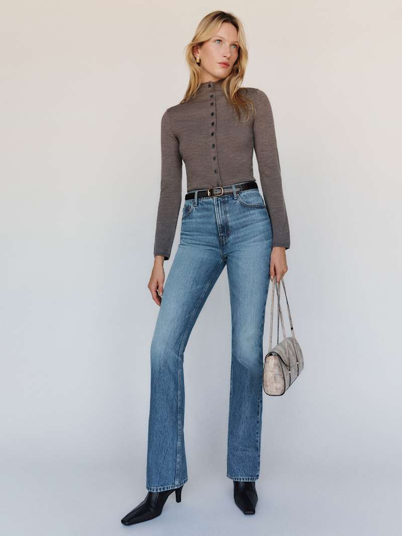 Reformation Blair High Rise Baby Bootcut Jeans Blue 24 | Reformation (Global)
