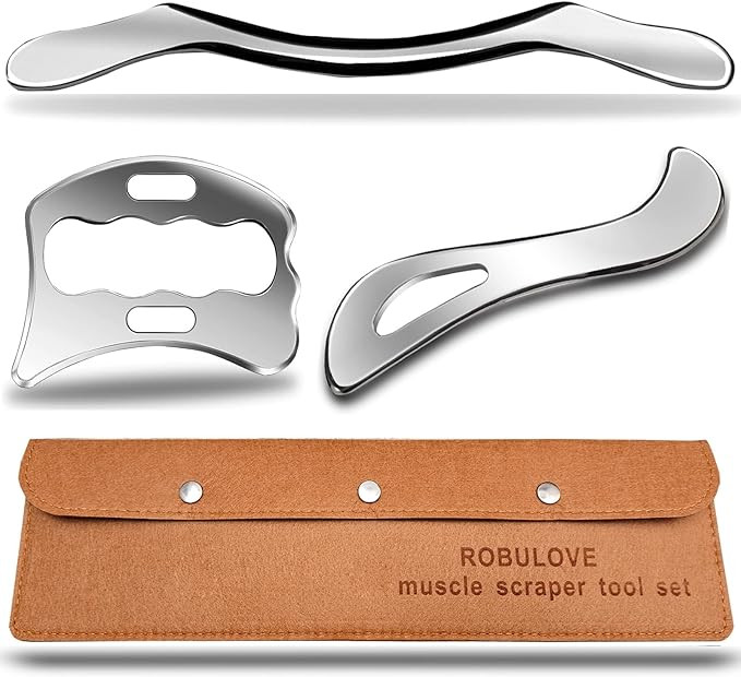 Stainless Steel Muscle Scraper Tool Set, 3-Piece IASTM Physical Therapy Massage Tools for Myofasc... | Amazon (US)