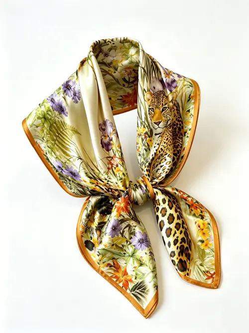 SILKSILKY Pure Silk Floral Square Scarf in Orange at Nordstrom | Nordstrom
