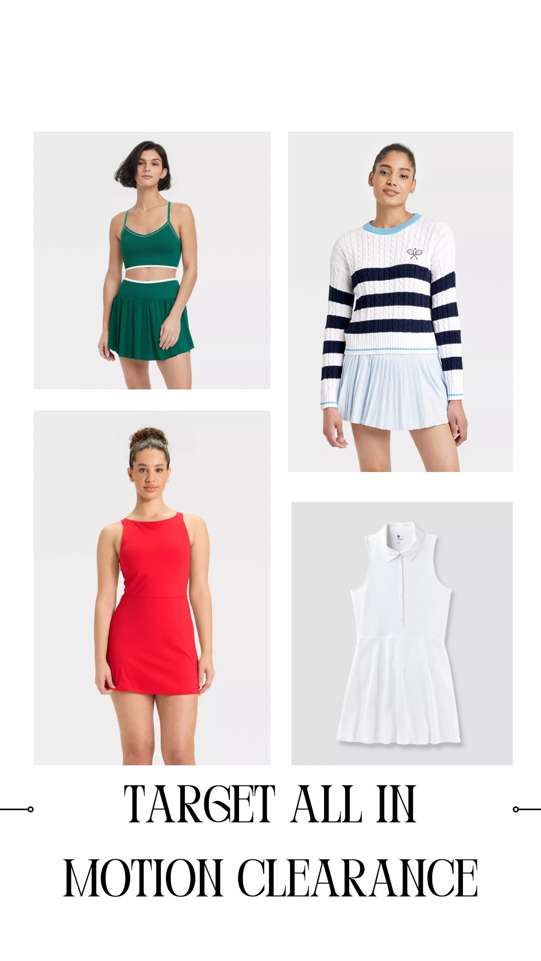 Target has so many adorable preppy finds for golf, tennis or Pilates! I love the All in Motion line for activewear dresses, bras and skirts. The white polo dress is darling while my friend loves her red active dress! Many styles are on clearance at Target so run quick! 


Target, target women’s, target activewear, yoga, Pilates, Pilates princess, summer clearance 



#LTKsale #LTKfitness #LTKsummer