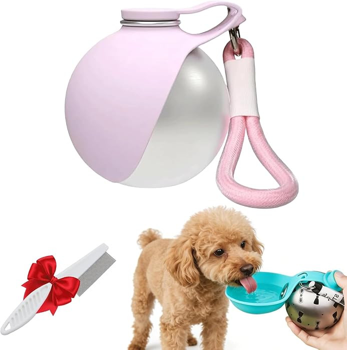 Portable Dog Water Bottle, 304 Stainless Steel Foldable Pet Water Cup, Leak-Proof Travel Water Di... | Amazon (US)