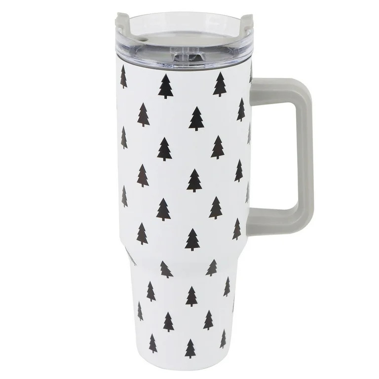 Black and White Christmas Tree Stainless Steel Tumbler, 44 oz, by Holiday Time | Walmart (US)
