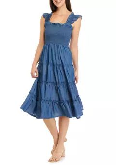 Crown & Ivy™ Women's Short Sleeve Smocked Dress | Belk