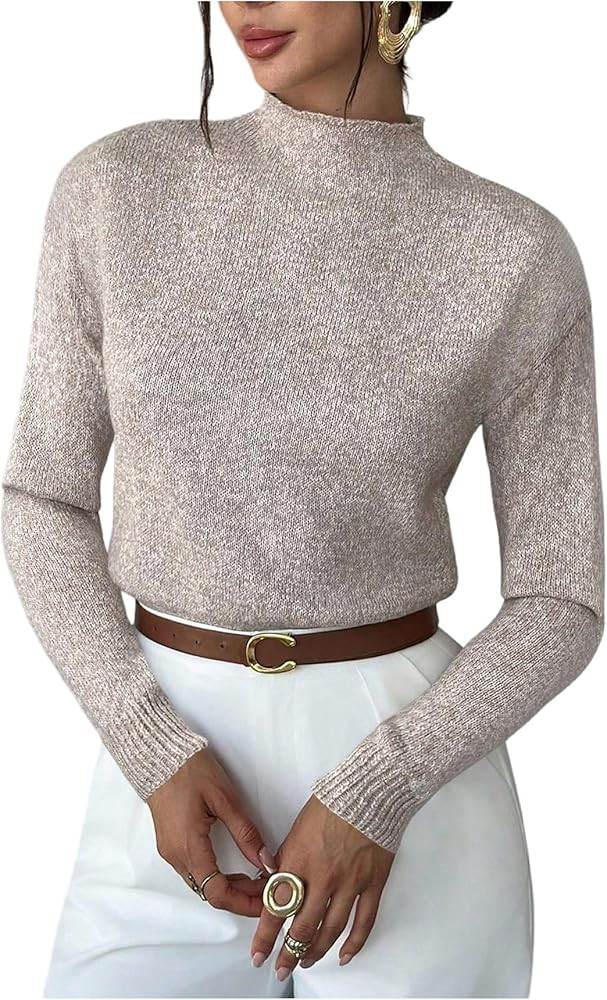 Verdusa Women's Mock Neck Tops Old Money Clothes Cozy Sweaters Elegant Trendy Knit Pullovers Basi... | Amazon (US)