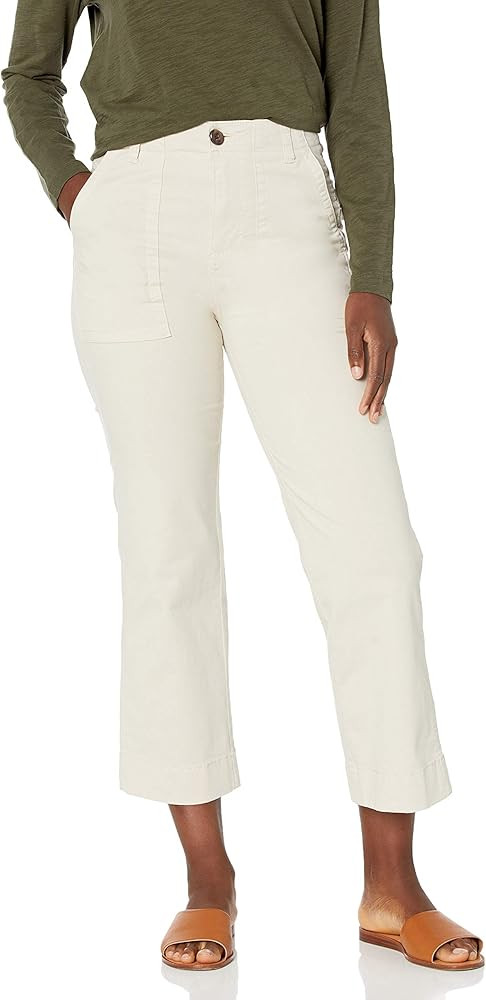 Goodthreads Women's Standard Stretch Chino Wide-Leg Military Crop Pant | Amazon (US)
