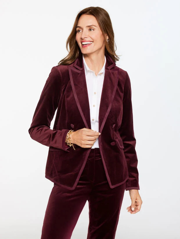 Tipped Velveteen Blazer | Talbots
