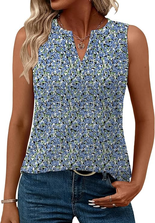 Womens Tank Tops Loose Fit V Neck Tank Tops for Women Summer Casual Sleeveless Shirts | Amazon (US)