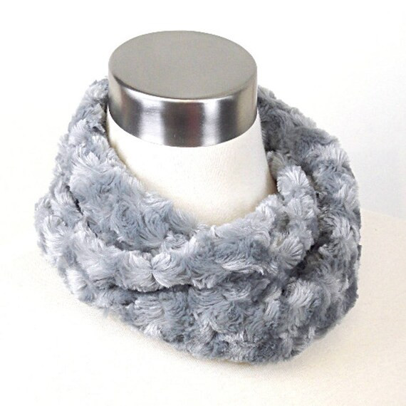 Silver Gray Minky Cowl - Gray Faux Fur Scarf - No Fuss Silver Infinity Scarf - Silver Grey Minky ... | Etsy (US)