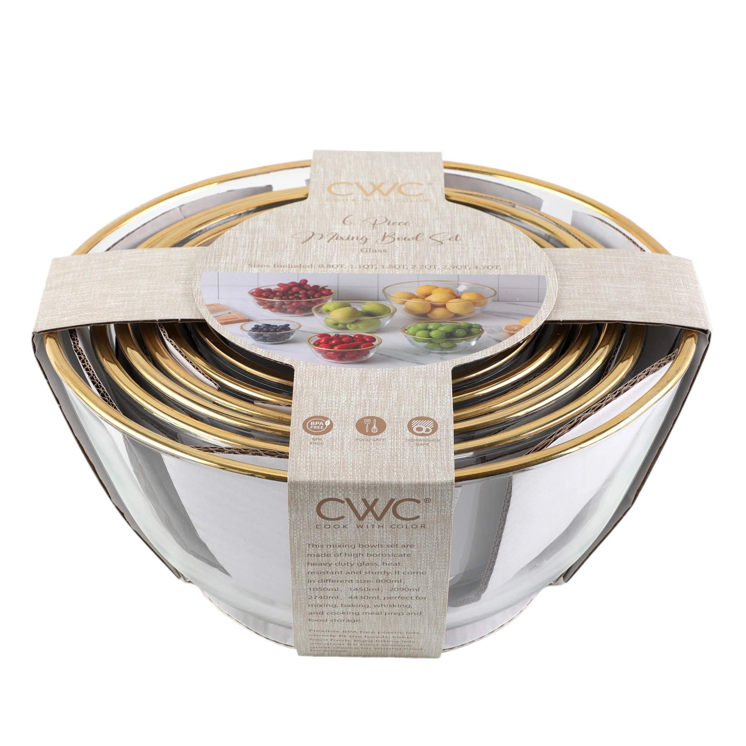 Cook with Color 6-Piece Glass Mixing Bowl Set – Nesting, Versatile & Dishwasher Safe | Walmart (US)