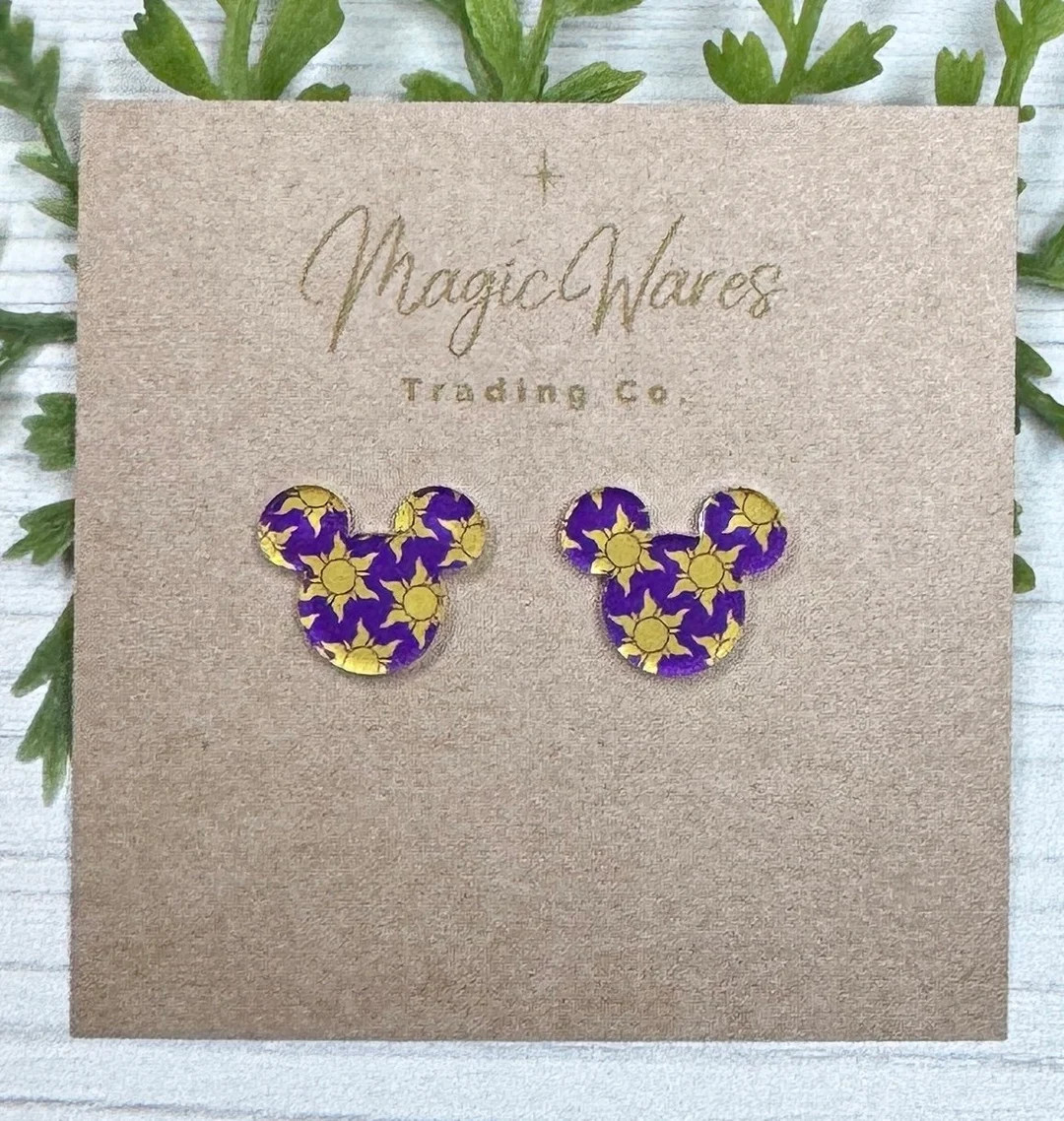 Lost Princess Stud, Purple and Yellow Sun Pattern Acrylic, Laser Cut Earrings, Made to Order, Las... | Etsy (US)