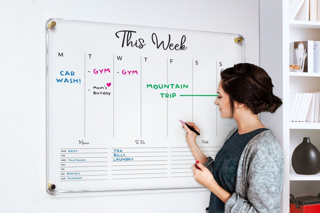 Weekly Planner Dry Erase Acrylic Personalized Acrylic Calendar Command Center for Weekly Scheduli... | Etsy (US)