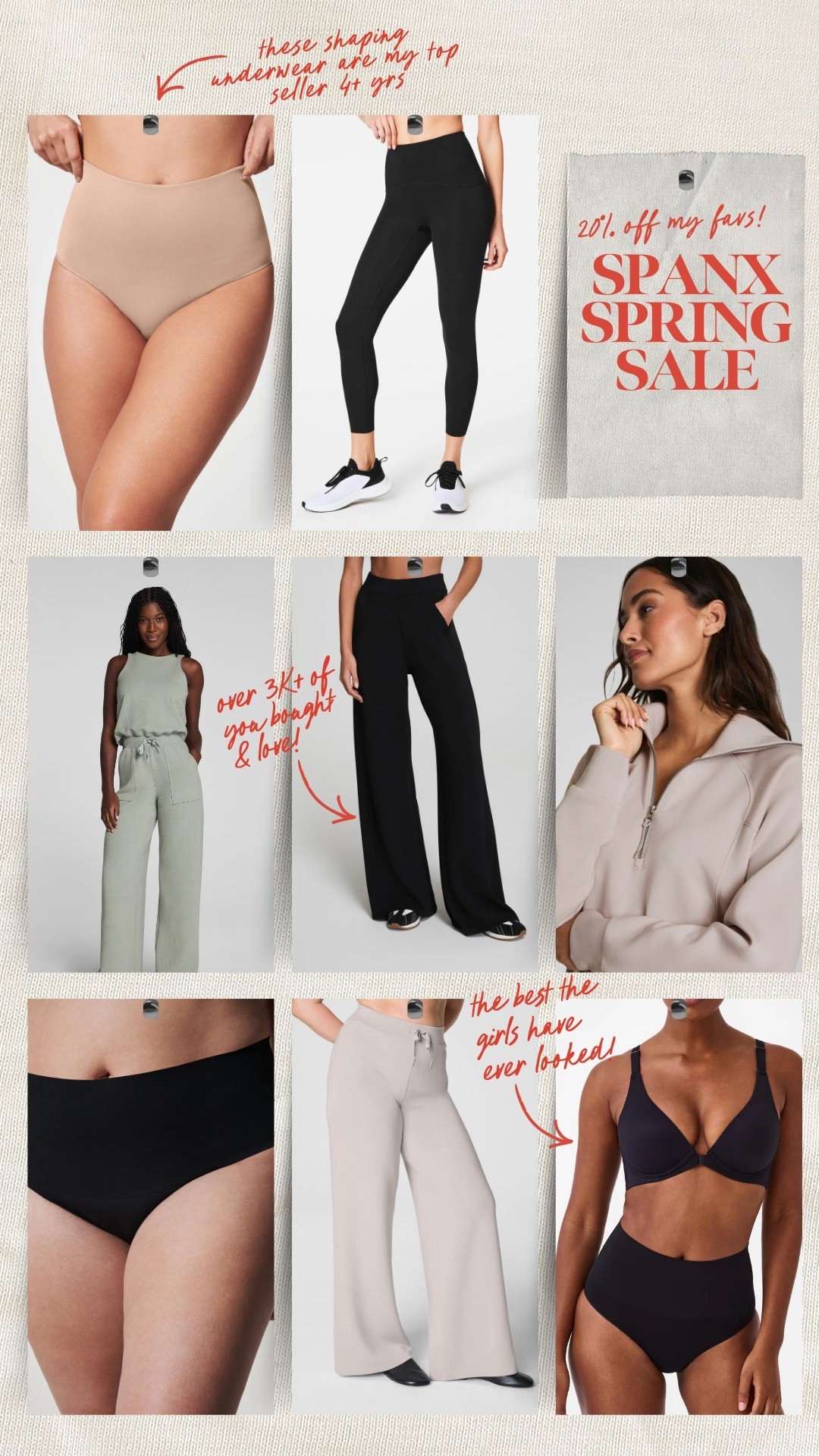 Huge spanx spring sale
Copy code in app to get 20% off site wide!
My top sellers and viral spanx items
Spanx favorites
Spring travel, bras, shaping underwearr

#LTKSeasonal #LTKSaleAlert #LTKSpringSale