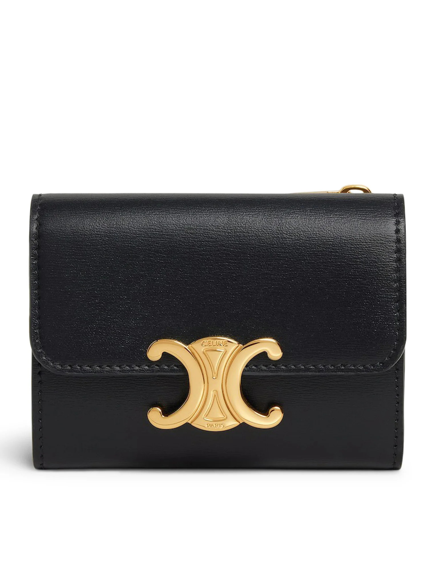 TRIOMPHE COMPACT WALLET WITH COIN PURSE IN POLISHED CALFSKIN - Celine - Woman | Suitnegozi INT