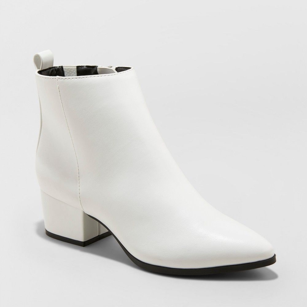 Women's Valerie Microsude City Ankle Fashion Boots - A New Day White 11 | Target