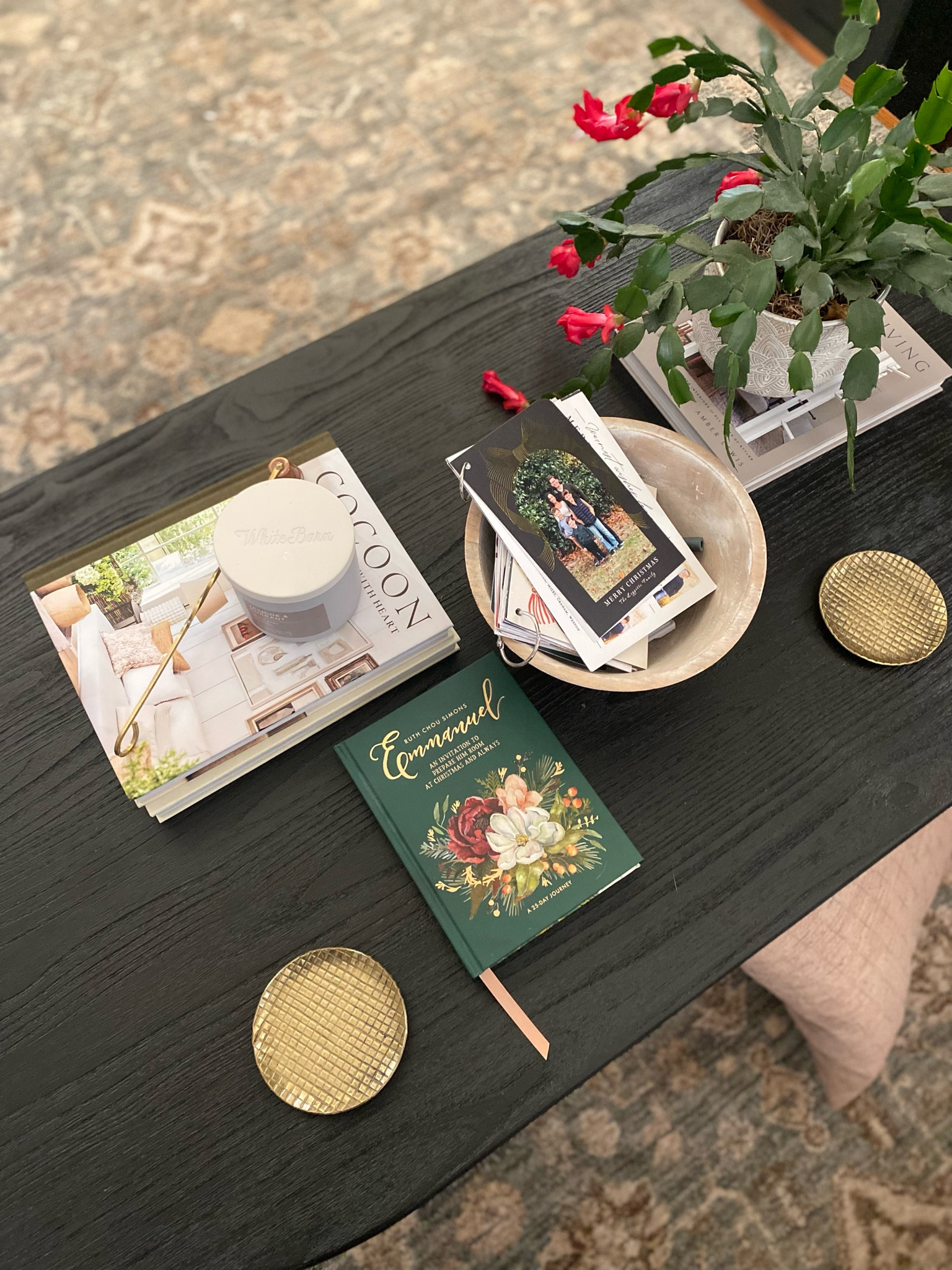 Cozy season by the fire is my favorite. Tip, keep your Christmas cards each year, punch a hole and add a ring closure for a fun tabletop decor moment that everyone will enjoy flipping through. 

#LTKHome #LTKmomlife #LTKHoliday