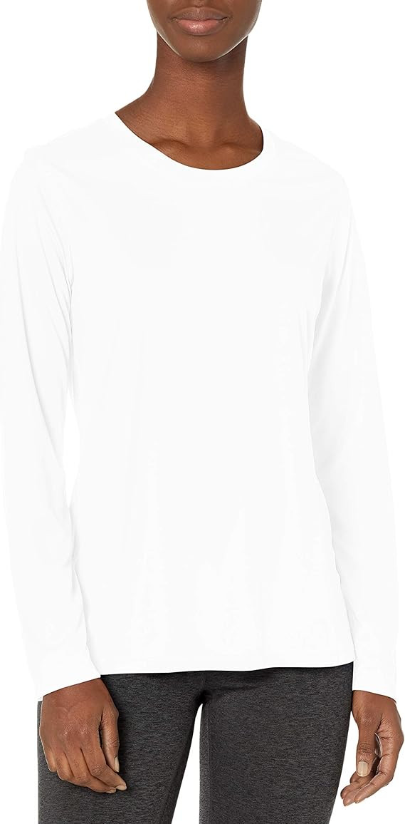Hanes Women's Sport Cool Dri Performance Long Sleeve Tee, White, Medium | Amazon (US)