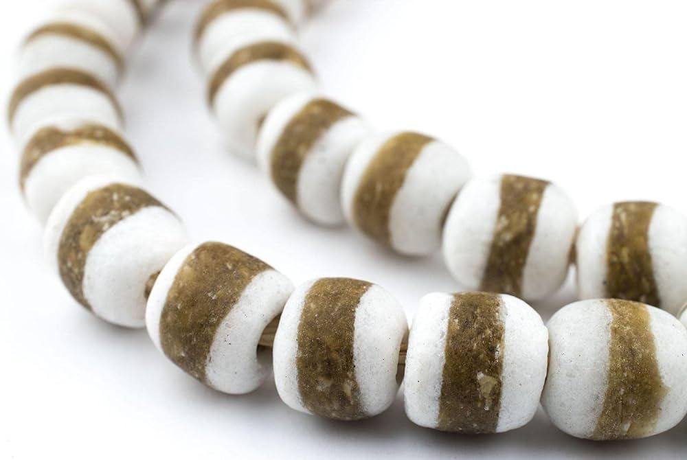 African Kente Beads - Full Strand of Krobo Glass Beads - The Bead Chest (White) | Amazon (US)