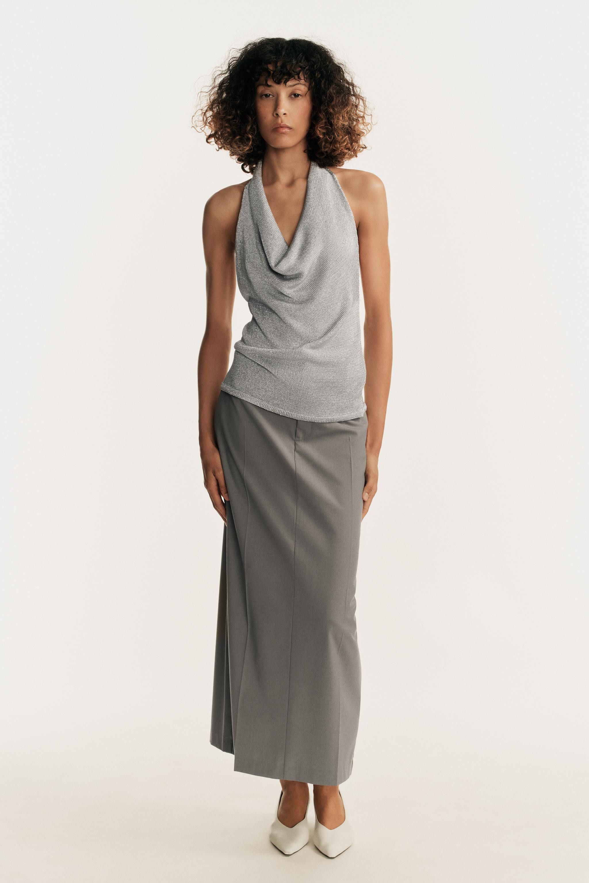 METALLIC KNIT HALTER TOP | Zara US
