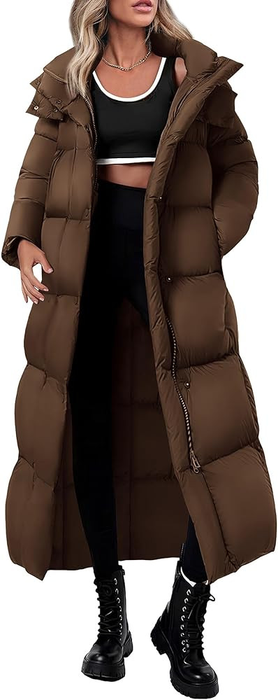 PRETTYGARDEN Women's Winter Long Puffer Coats Hooded Zip Up Casual Thickened Down Jackets Trendy ... | Amazon (US)