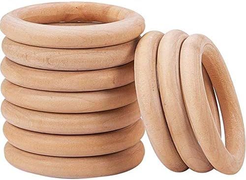 Onwon 10 Pieces Wooden Rings Natural Wood Rings Without Paint Smooth Unfinished Wood Circles for ... | Amazon (US)