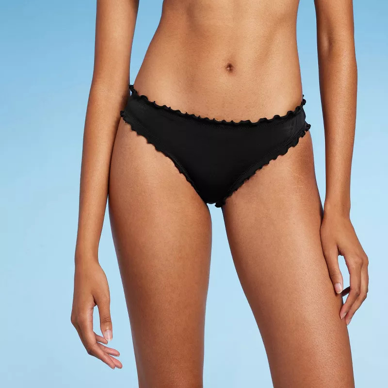 Women's Ruffle Extra Cheeky Bikini Bottom - Shade & Shore™ Black | Target