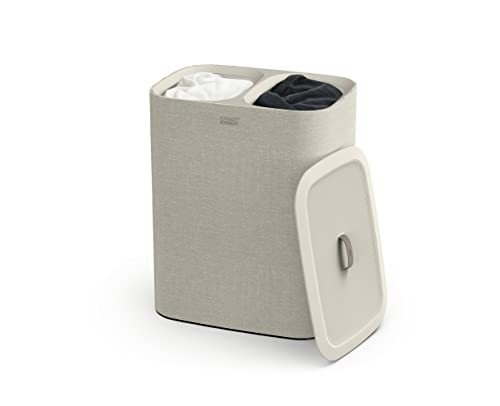 Joseph Joseph Tota 90 liter/23.8 gallon Laundry Hamper Separation Basket with lid, 2 Removable Washing Bags with Handles - Ecru | Amazon (US)