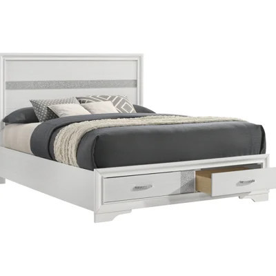 Queen White Panel Bed With Built - In Drawers, Solid Wood And , Classic Headboard For Bedroom Decor Storage Bed, Drawers Ergonomic Pull Handles, Paper | Wayfair North America