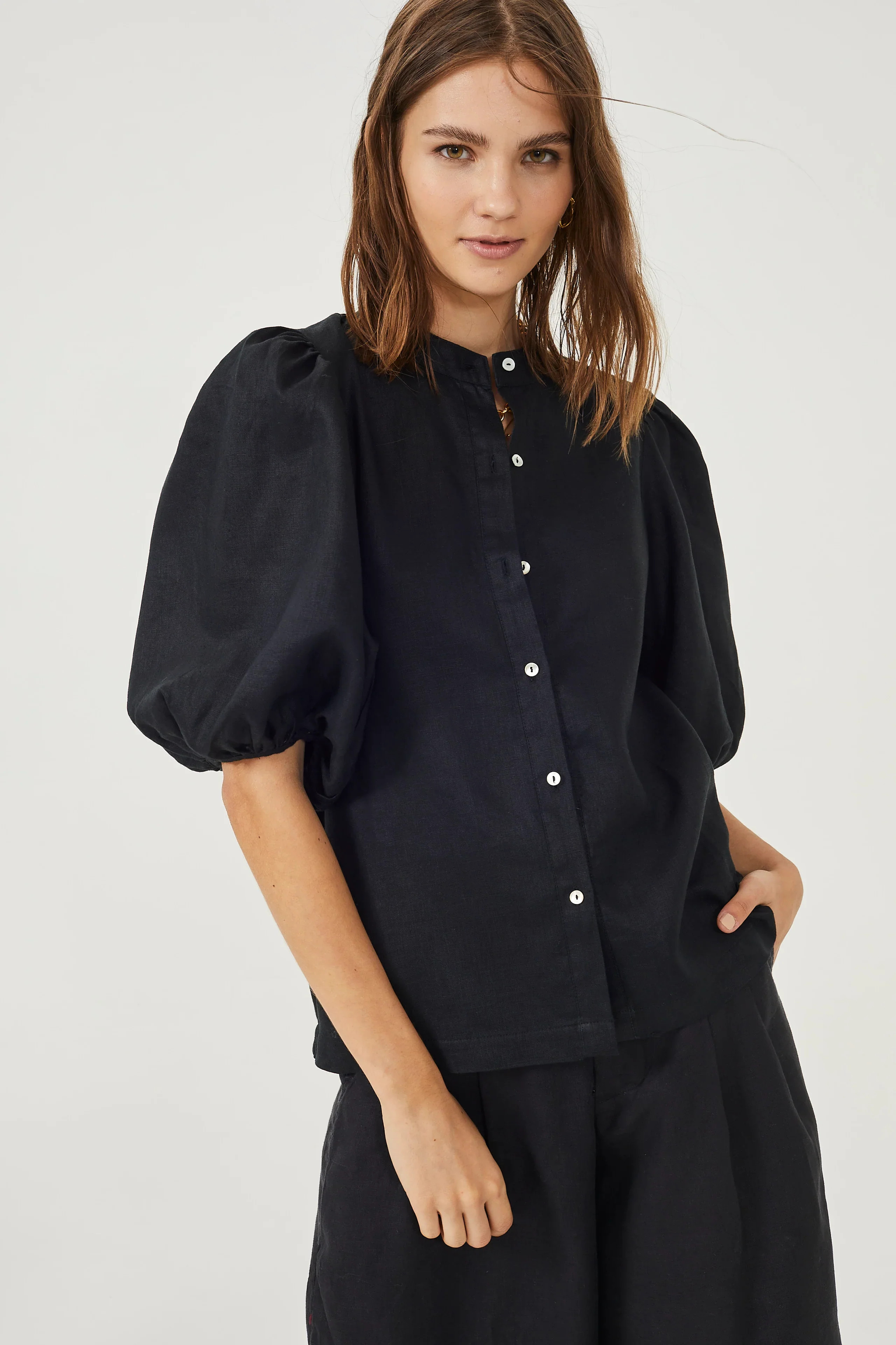 Bubble Linen Shirt - Black | Lanhtropy