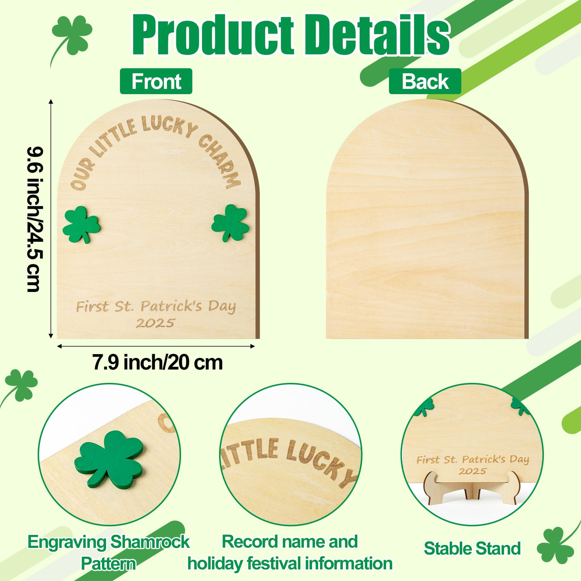 R HORSE Baby's First DIY St. Patrick's Day Footprint or Handprint Art Sign Craft, 3D Engraved Woo... | Amazon (US)