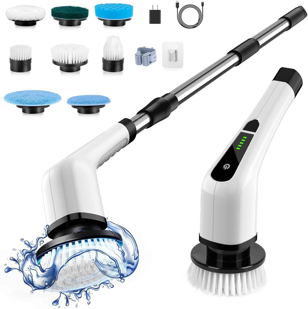 Electric Spin Scrubber, Cordless Cleaning Brush Scrubber for Home, 400RPM/Mins-8 Replaceable Brus... | Amazon (US)
