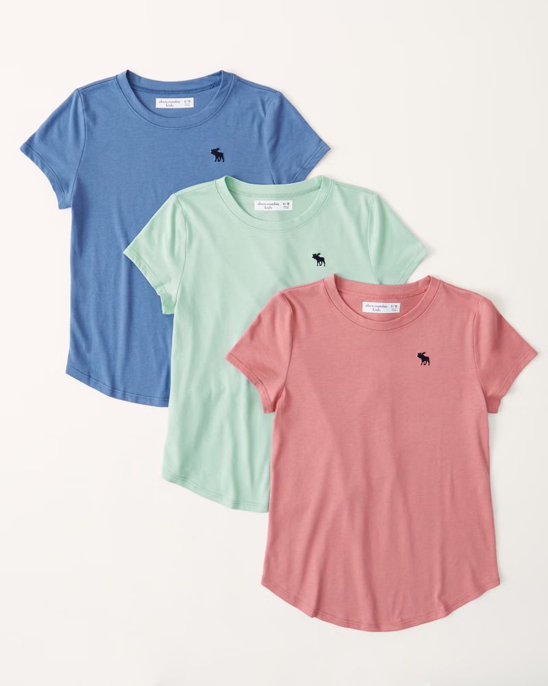 girls 3-pack curved hem icon tee | girls tops | Abercrombie.com | Abercrombie & Fitch (US)