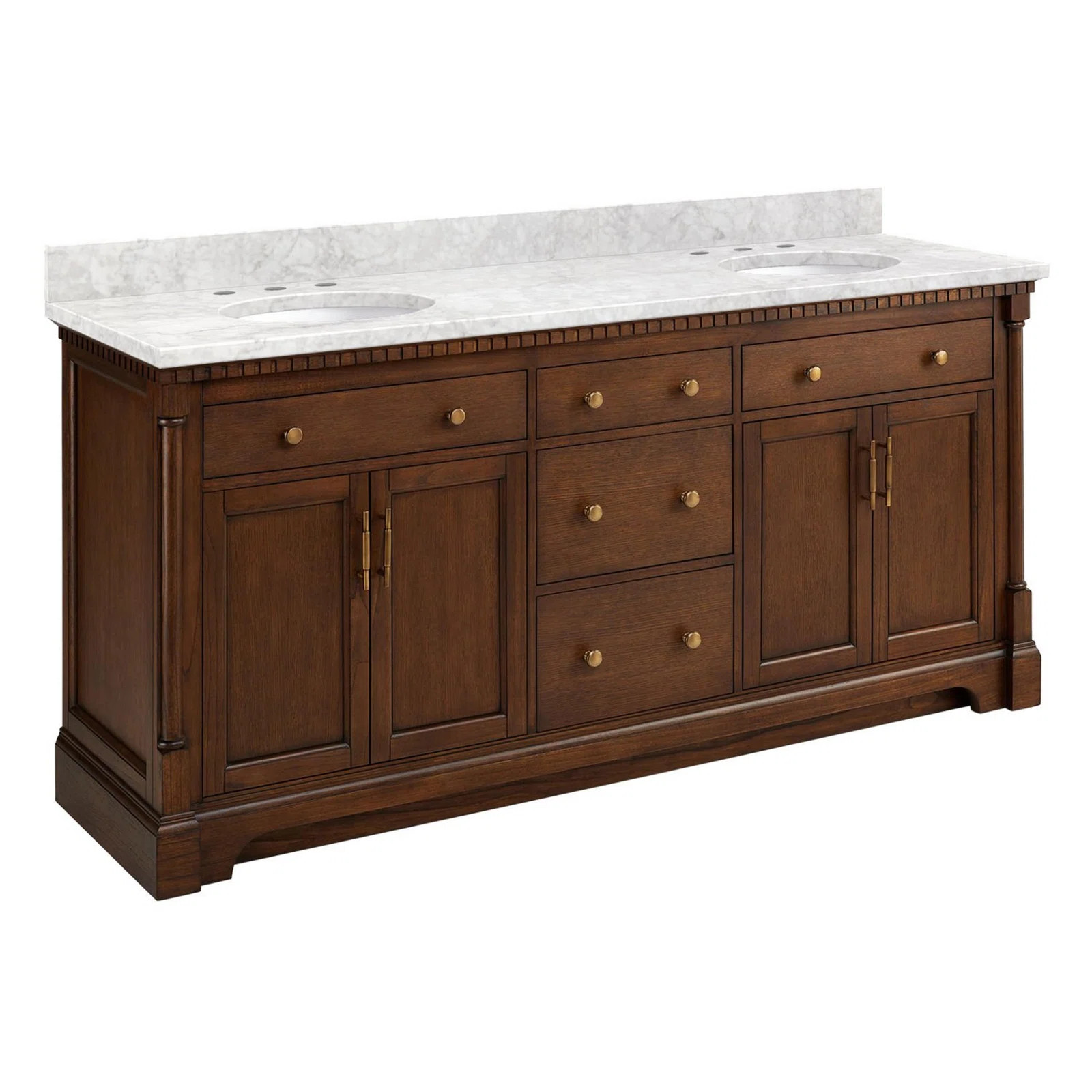 Signature Hardware Claudia 72" Freestanding Mahogany Double Basin Vanity Set with Cabinet, Vanity... | Wayfair North America