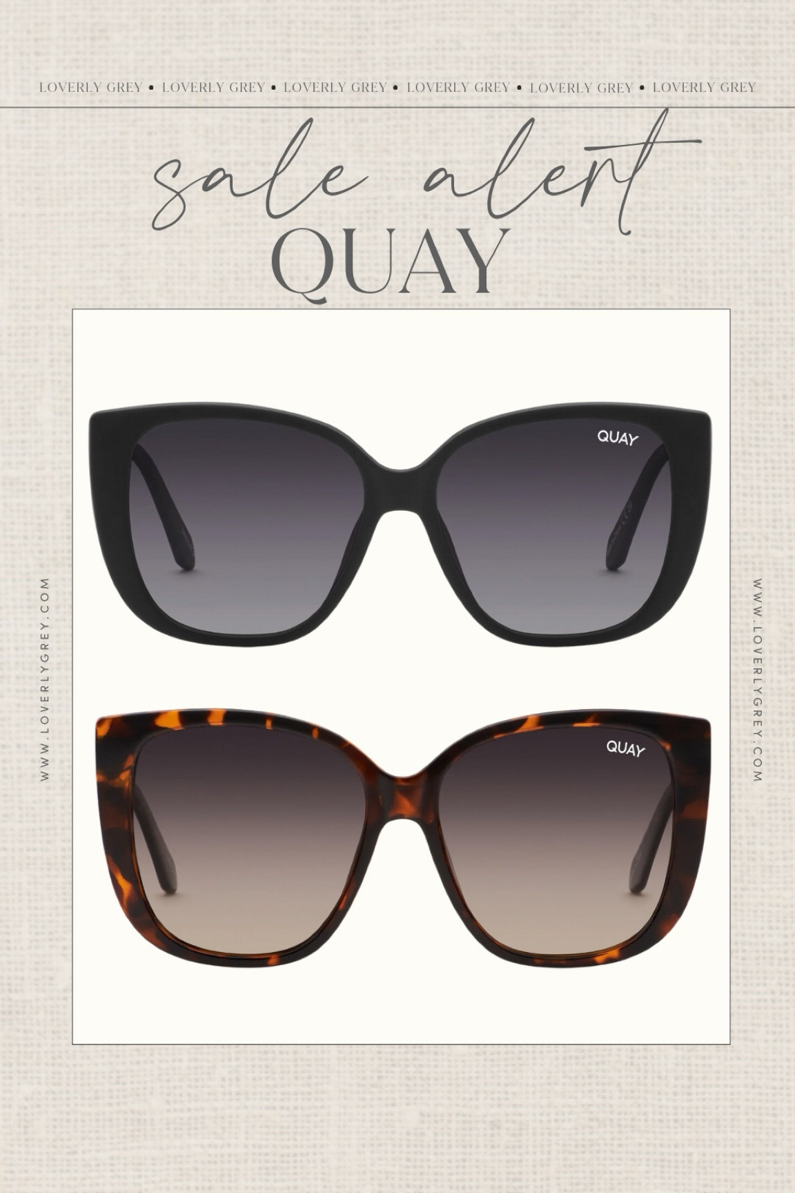 Quay is doing 25% off select styles & I linked my favorites! 😍 I wear these all the time!

Loverly Grey, sunglassess

#LTKsalealert