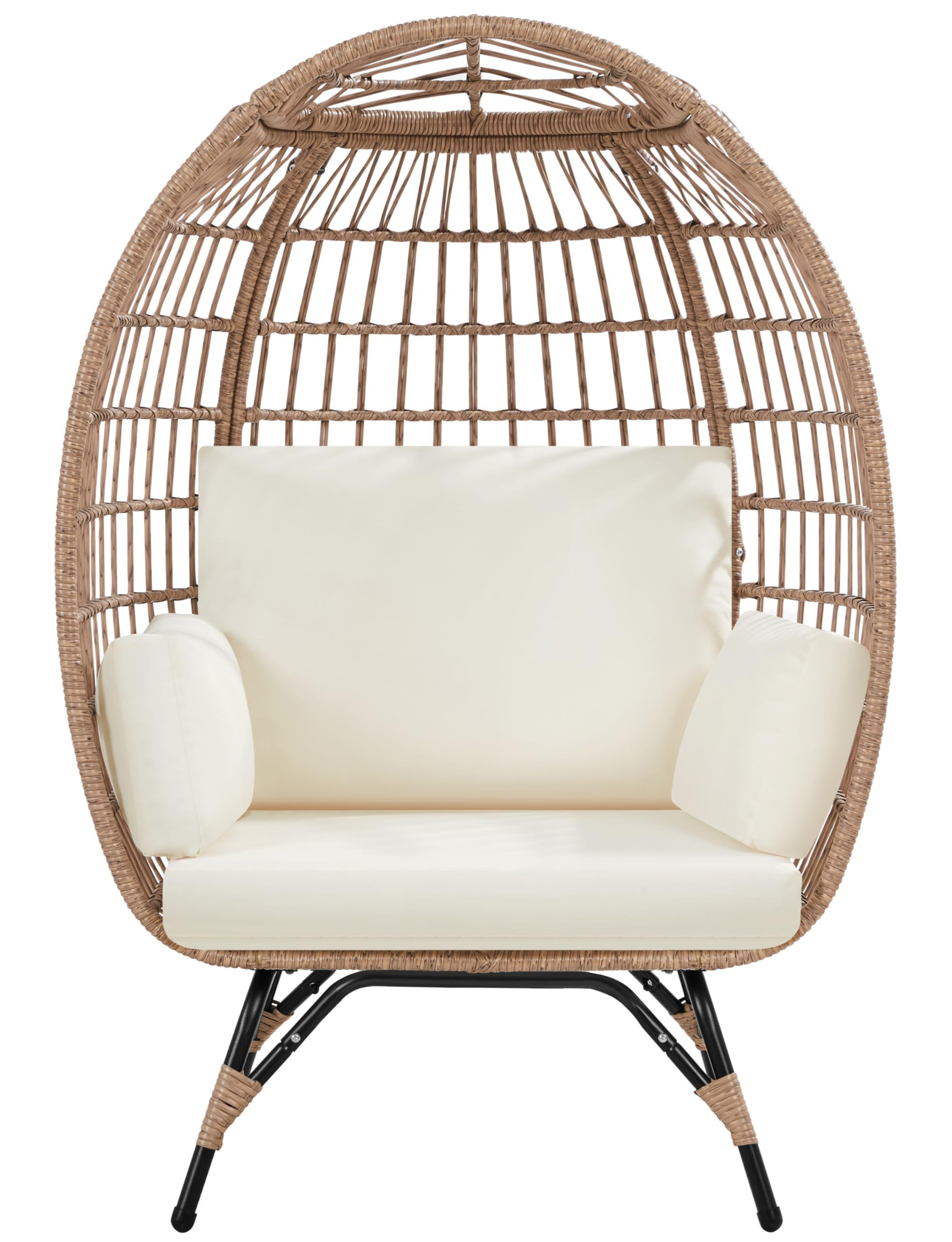 Yaheetech Egg Rattan Chair, Oversized Indoor/Outdoor Egg-Shaped PE Basket Lounger with 4 Cushions... | Amazon (US)