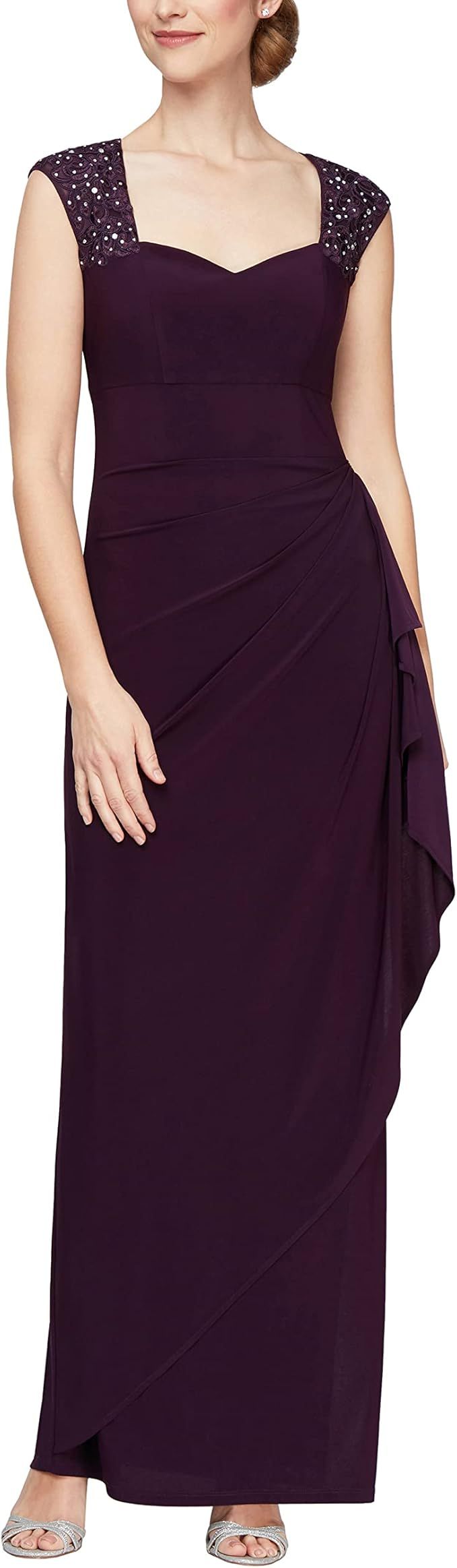 Alex Evenings Women's Long Column Dress with Sweetheart Neck (Petite and Regular) | Amazon (US)
