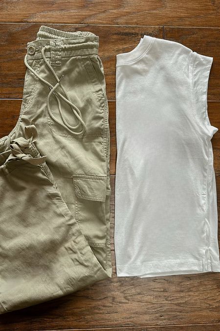 Lightweight cargo pants
Beach pants
Basic tee
White tee 

#LTKStyleTip #LTKFindsUnder50