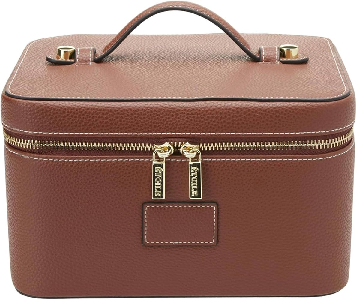 Vanity Case Makeup Bag - Portable Leather Cosmetic Organizer with Toiletry Compartment, Travel Ba... | Amazon (CA)