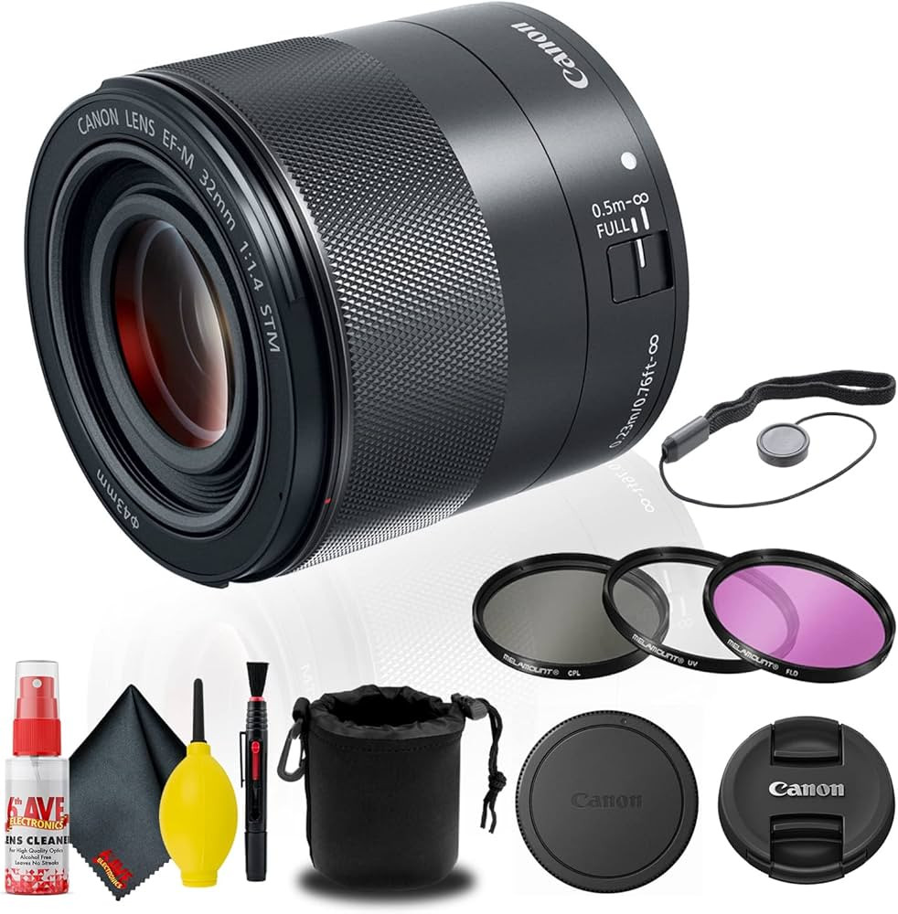 Canon EF-M 32mm f/1.4 STM Lens (2439C002) + Filter Kit + Lens Pouch + Cap Keeper + Cleaning Kit +... | Amazon (US)
