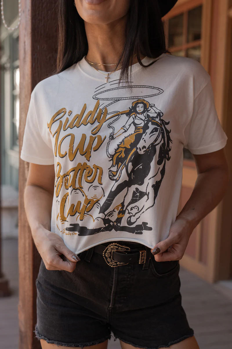 Giddy Up Buttercup Crop Tee | Izzy and Ivy Boutique