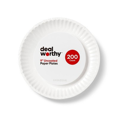 Uncoated Disposable Paper Plates 9" - 200ct - Dealworthy™ | Target